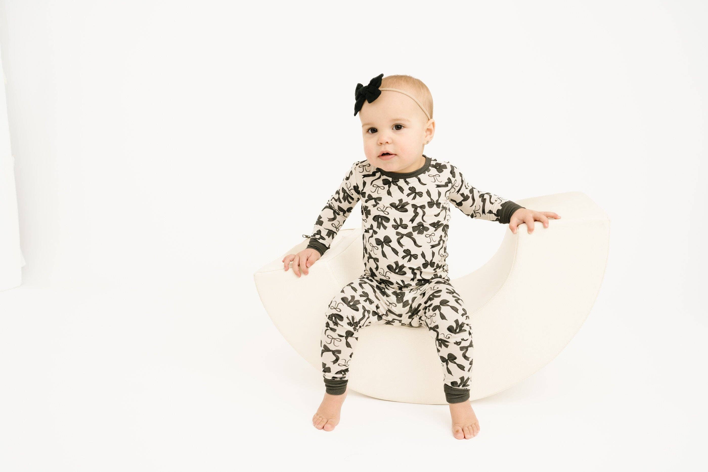 Little One Shop - Wholesale Sleepwear Set - Kids - Monochrome Bows Bamboo Set9