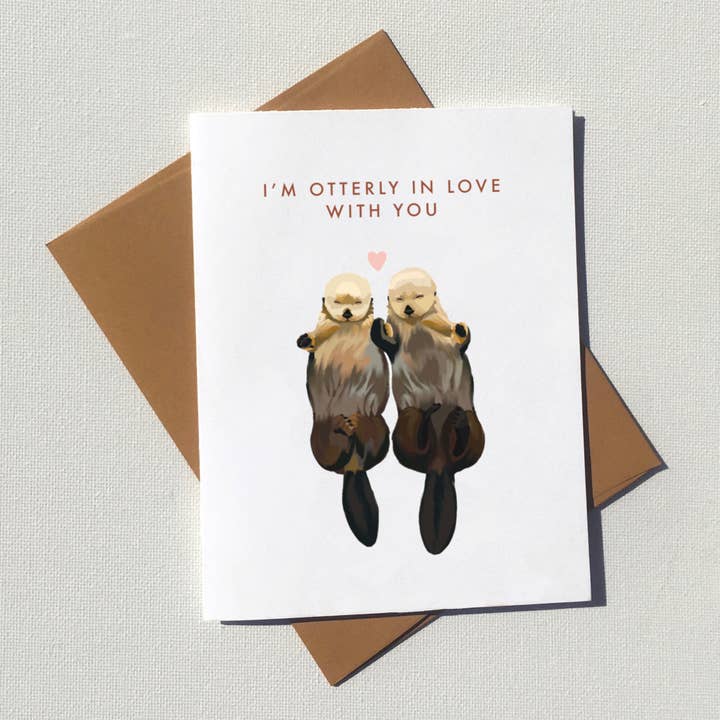 Otterly In Love Card for wholesale by Yuma's Art Studio
