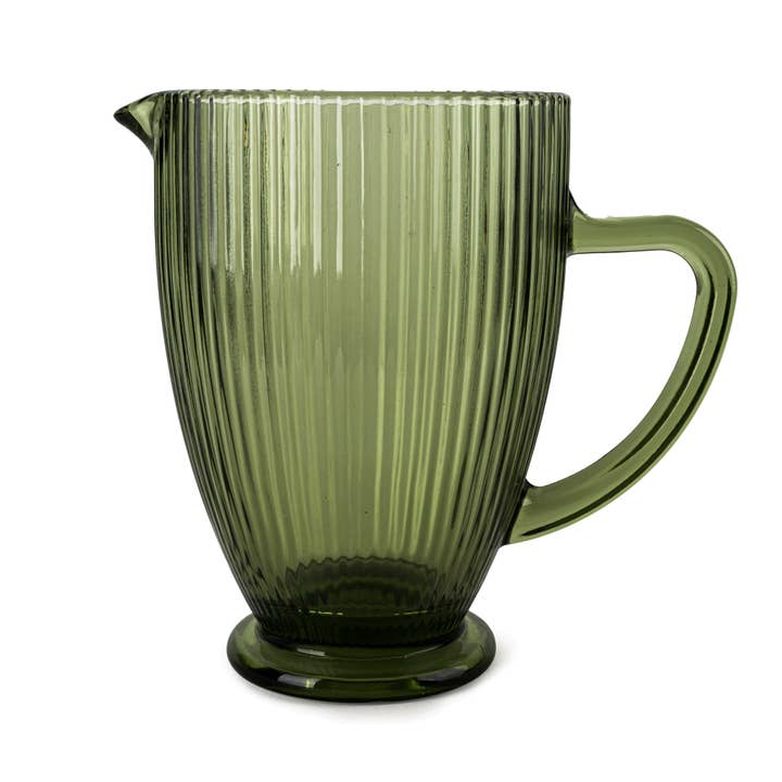Large Ridged Glass Jug - Green 1PK for wholesale by Candlelight Products Ltd