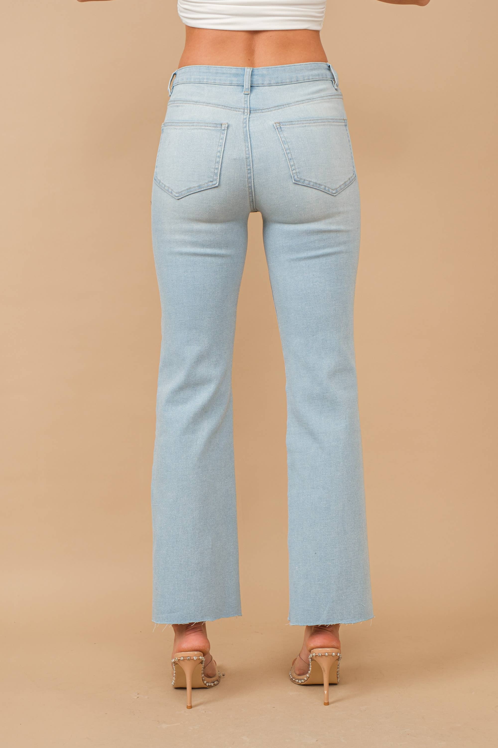 LÄTT TVÄTT 80135P-Lätt skimrande glittrande stretchjeans i mellanhöjd för wholesale på Faire2