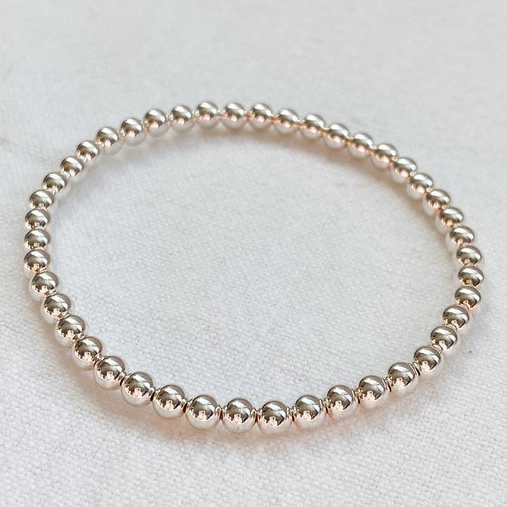 4MM BEADED BRACELET - SILVER for wholesale by Luci and Lola