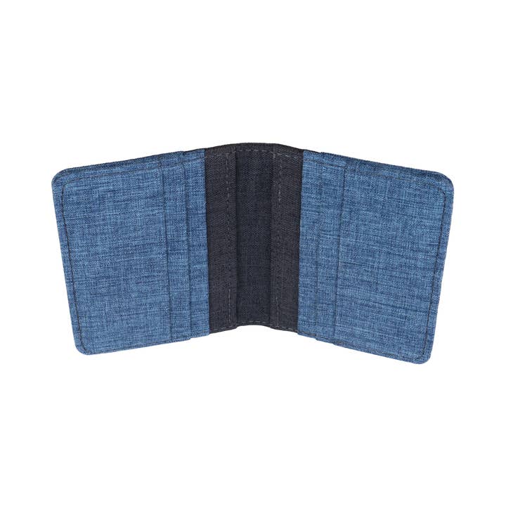 Portafoglio verticale a due ante in tessuto blu e grigio per la vendita all'ingrosso da parte di HOLD SUPPLY