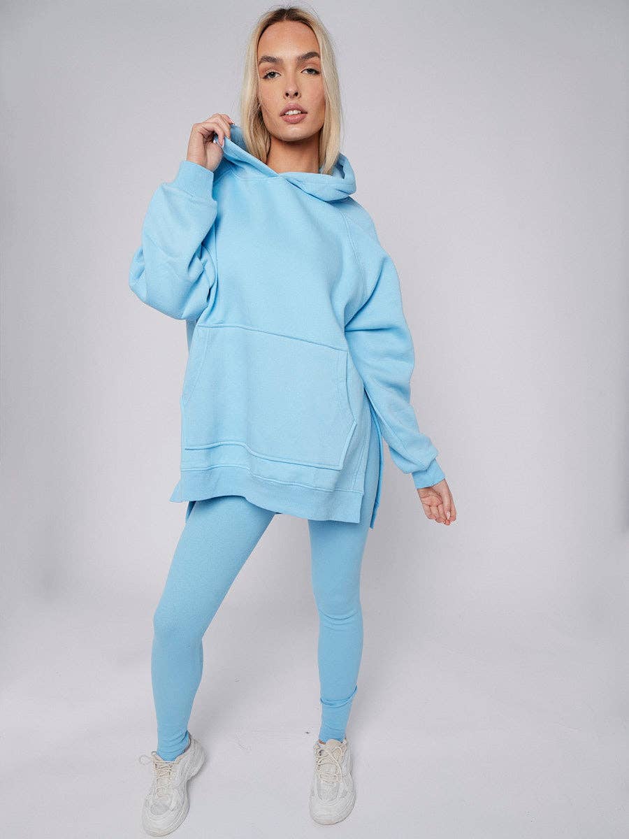 Stylewise Direct - Wholesale Lounge Set - Women's - Oversized Split Sides Hoodie & Ribbed Leggings Co-ord1
