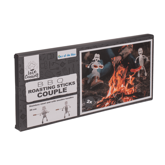 Out of the blue KG - Vendita all'ingrosso Utensile per barbecue - Set da 2 Spiedini per Barbecue per Coppia, 20 cm, Acciaio Inox con Manici in Legno2