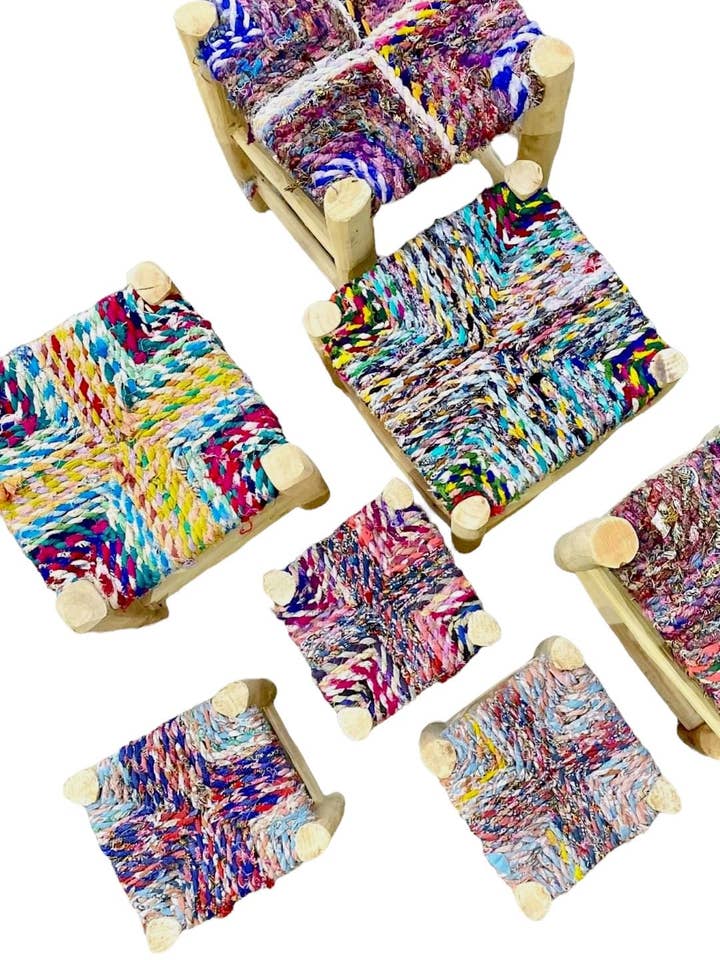 Boucherouite Stools (set of 2) for wholesale by SOUK in the CITY