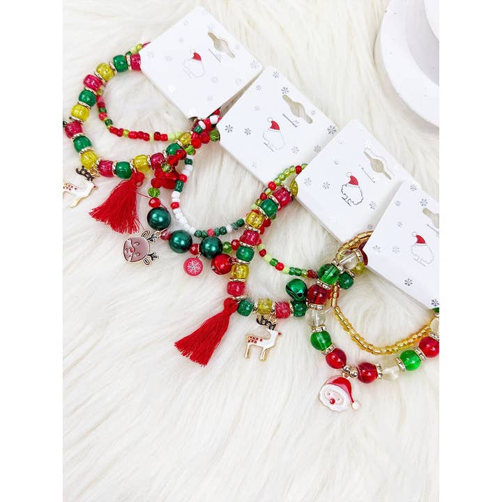 MIX COLOR Christmas Theme Bracelet with Charm and Tessel for wholesale on Faire0