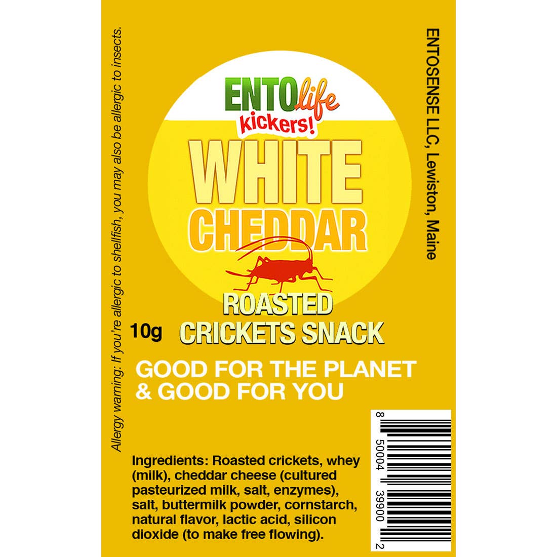 EntoLife Edible Insects - Crickets, Ants & Scorpions! - Wholesale Puffed Snack - Mini-Kickers Flavored Cricket Snacks - White Cheddar1