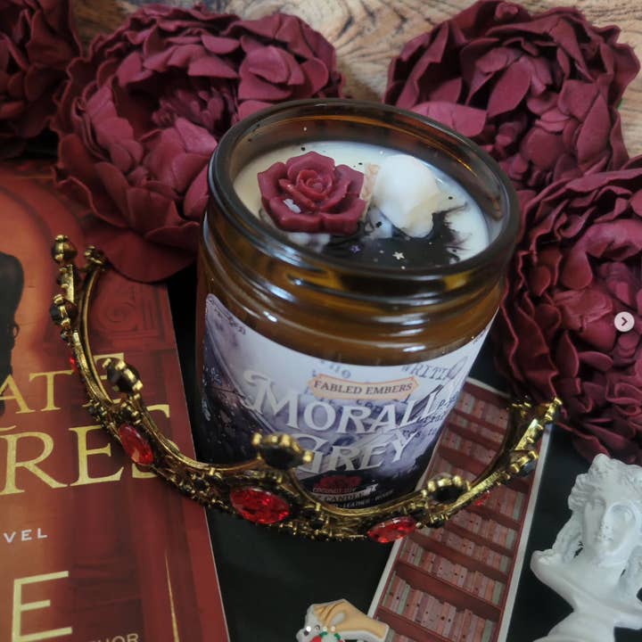 Fabled Embers - Wholesale Jar/Filled Candle - MORALLY GREY Book Lovers 9oz Candle Coconut Soy