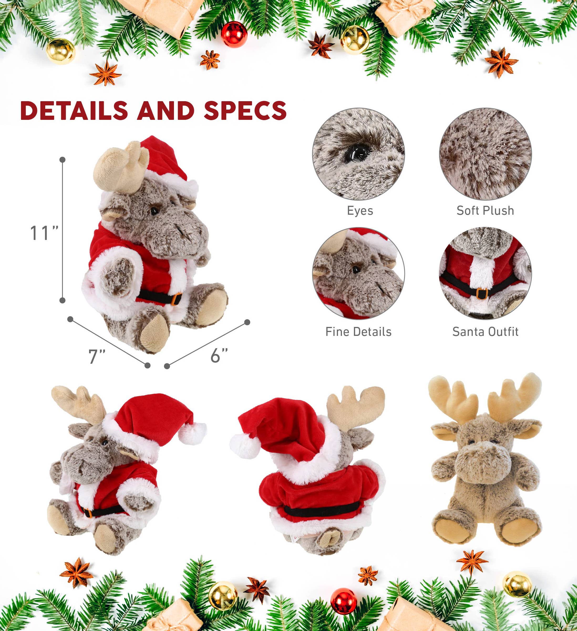 Cota Global - Wholesale Stuffed/Plush Toy - Kids & Baby - Plush Santa - Super-Soft Plush - Sitting Moose2