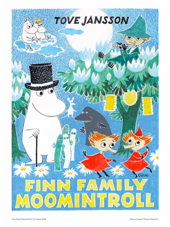 Œuvre en bois Famille Moomin Finn, grande pour la vente par Come to Finland