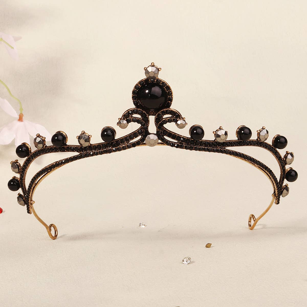 Tourtiwi - Wholesale Tiara - Women's - Obsidian Tiara Rhinestone Alloy Headdress Black Crown18