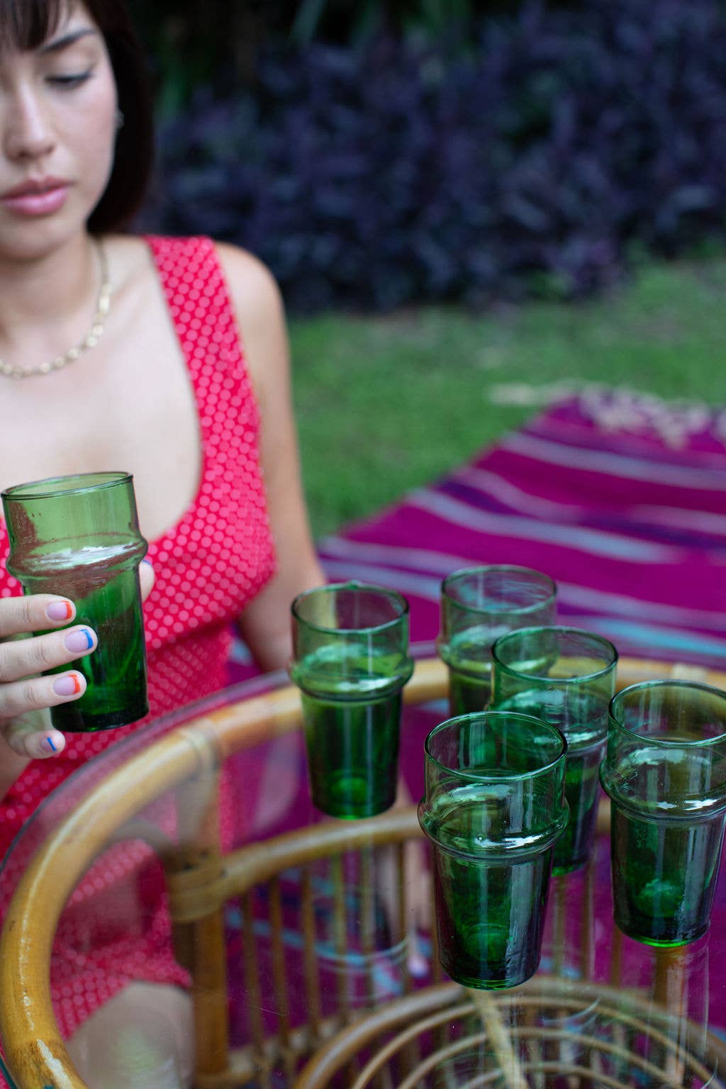 Voyage - Wholesale Drinking Glass/Cup - Moroccan Palm Green Beldi Glass (24)10