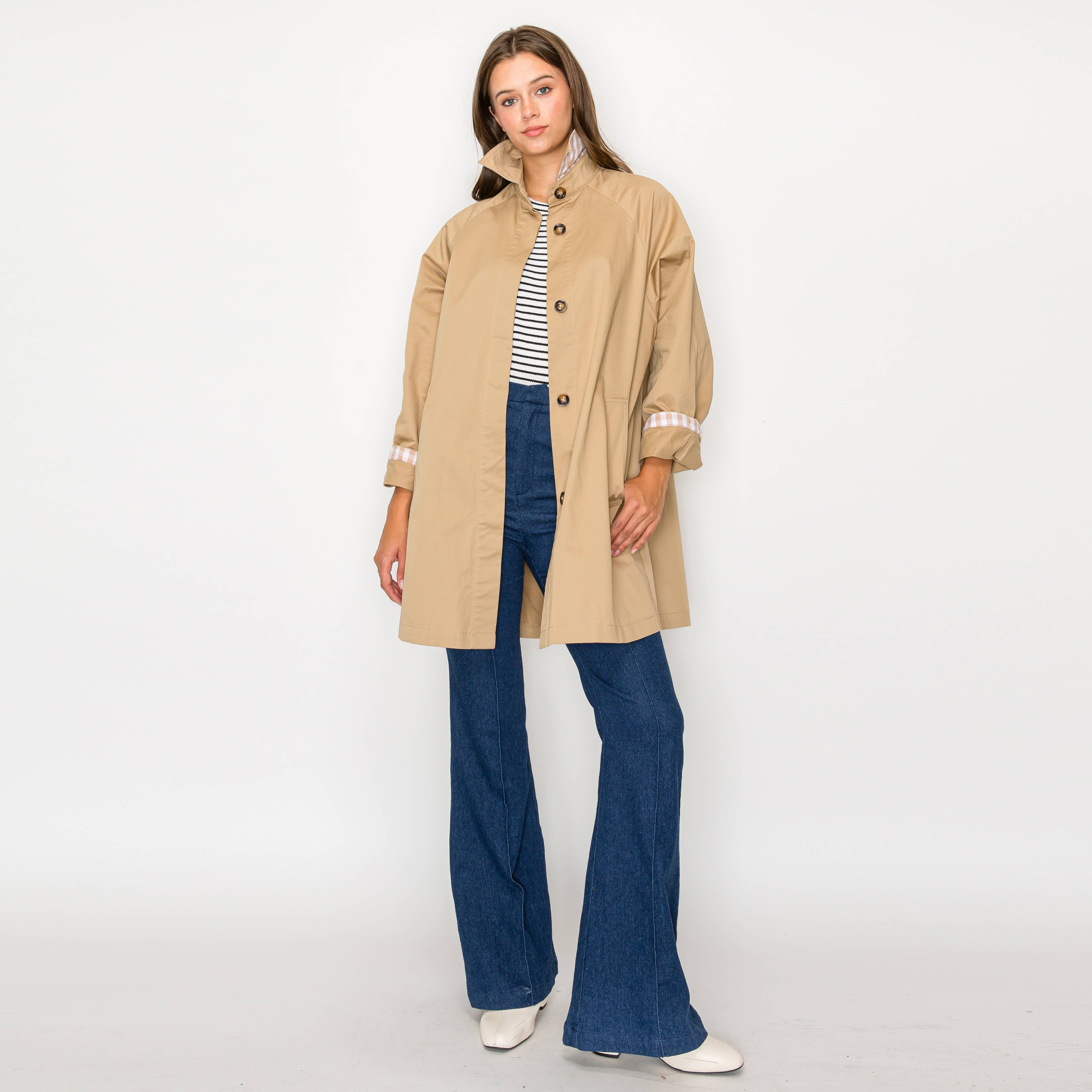 LoveWednesday – Blusão - Mulher por atacado – Trench coat francês oversized - LWJ11121