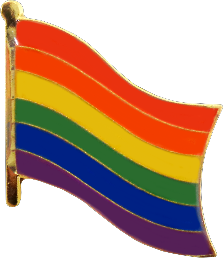 Square Deal Recordings & Supplies - Wholesale Lapel Pin/Button - Enamel Pin - Flag - Pride Rainbow Waving With Pole0