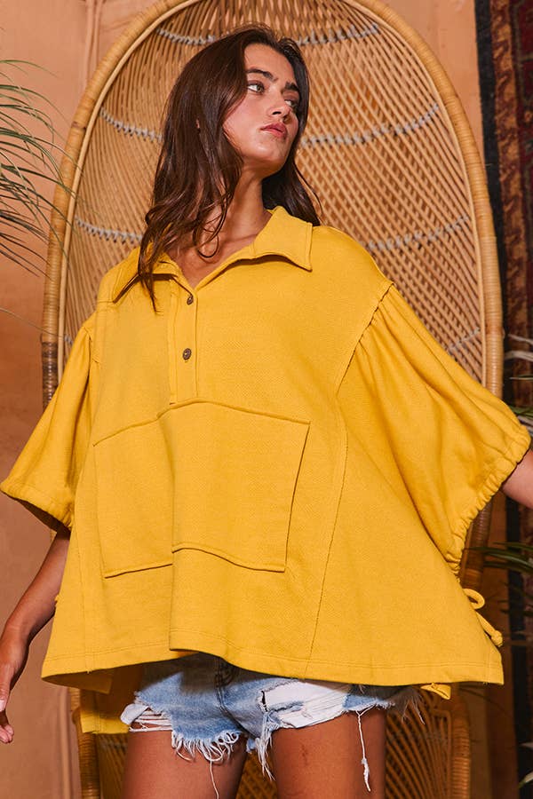 BUCKETLIST INC - Vente Tunique – femme - T2195 Haut uni surdimensionné à manches nouées et à lacets24