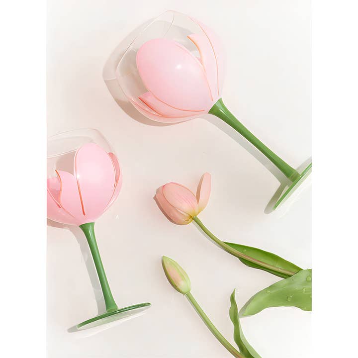TUTU Home - Vente Verres à vin - Verre à vin « Tulipe » en forme de fleur verte
