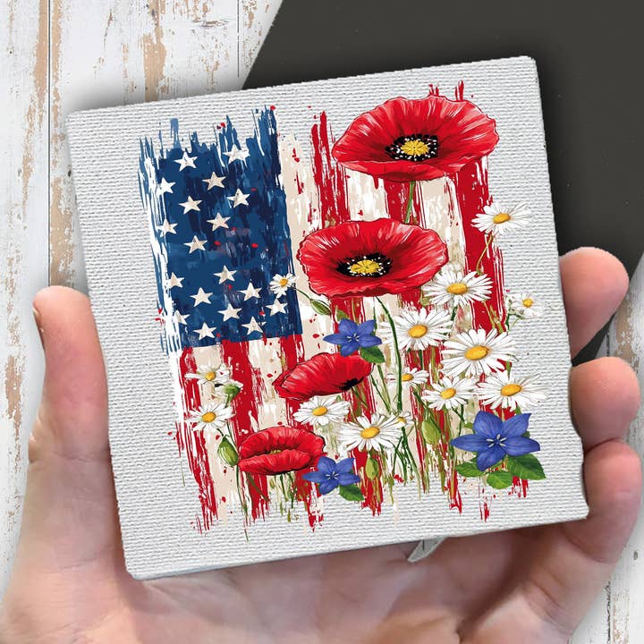 Imán de nevera con flores patrióticas de la bandera americana para venta al por mayor de Avery Lane Gifts