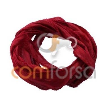 Deep Red natural edged silk ribbon 100cm for wholesale by COM FORSA SL