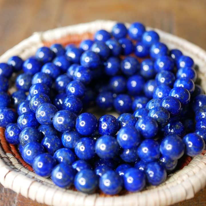 Superior Stones & Gifts INTL LLP - Venta al por mayor Pulsera de cuentas - Pulsera elástica con piedras preciosas de primera calidad, lapislázuli de grado AA natural