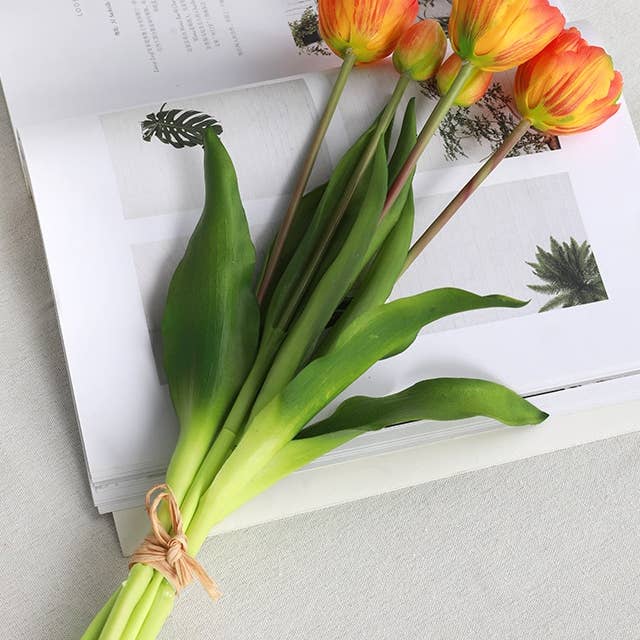 ACNITE(We cover U.S. import duties) - Wholesale Artificial Flowers - 5-heads artificial double tulips bunch real touch tulips2