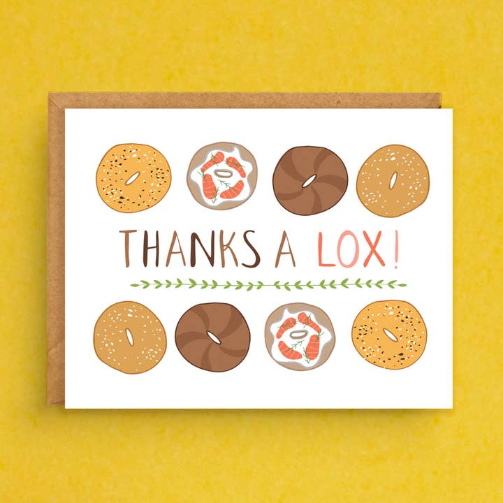 Bagel Thanks a Lox Card - Funny Foodie Thank You for wholesale by Nicole Marie Paperie