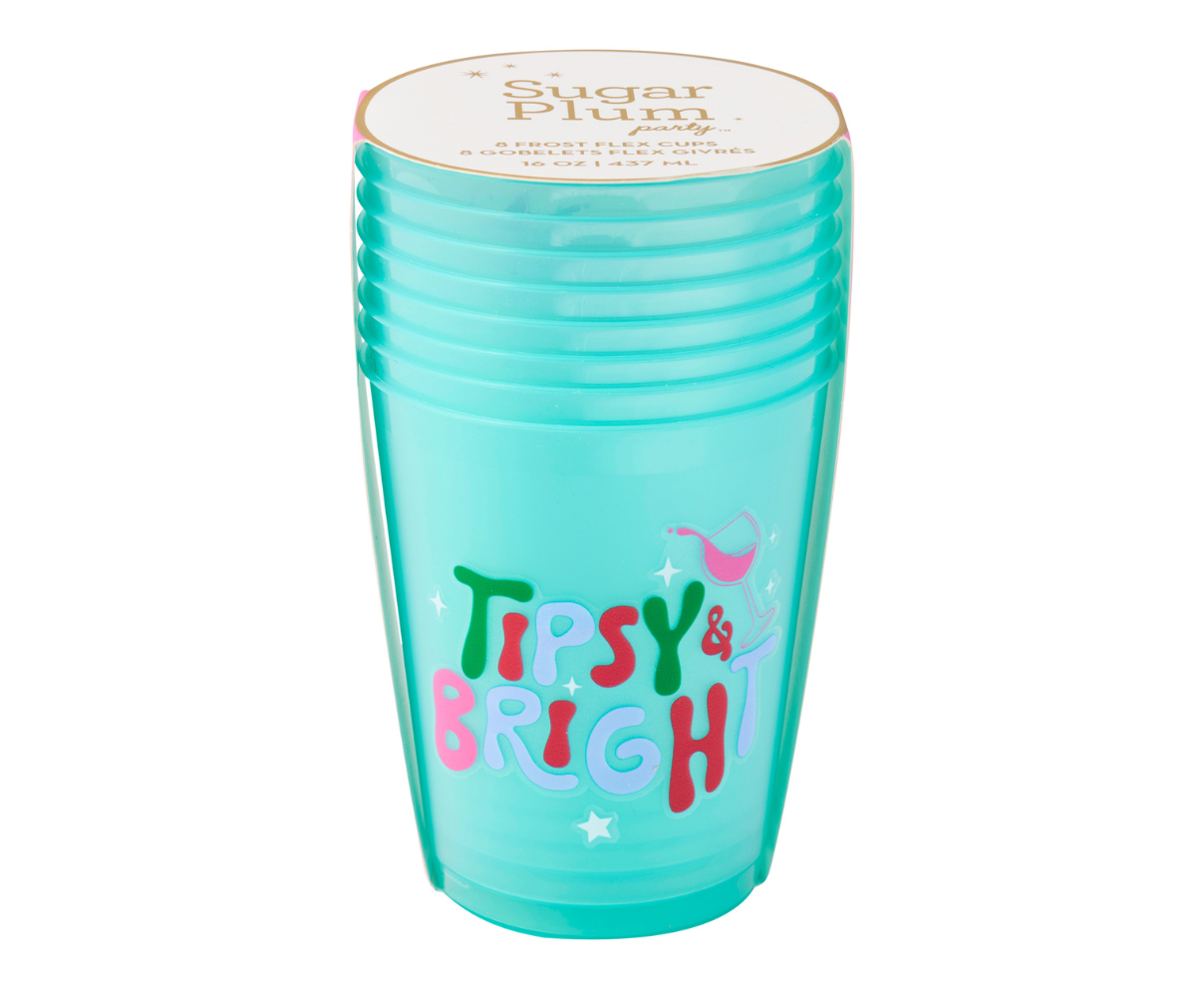 Sophistiplate - Wholesale Disposable Cup - Christmas Cocktail Frost Flex Cups/8pk - Tipsy & Bright0