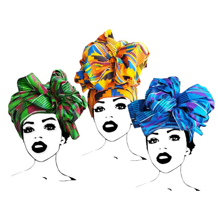 India Batik – wholesale Head scarf – Women's – Scarf Headwrap/ African Kente Print