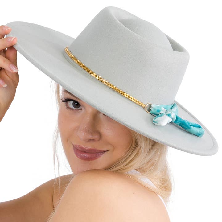 Cap Zone – Großhandel Fedora-Hut – Damen – Lux Ribbon Rancher-Mütze aus goldener Bolero-Kunstwolle3