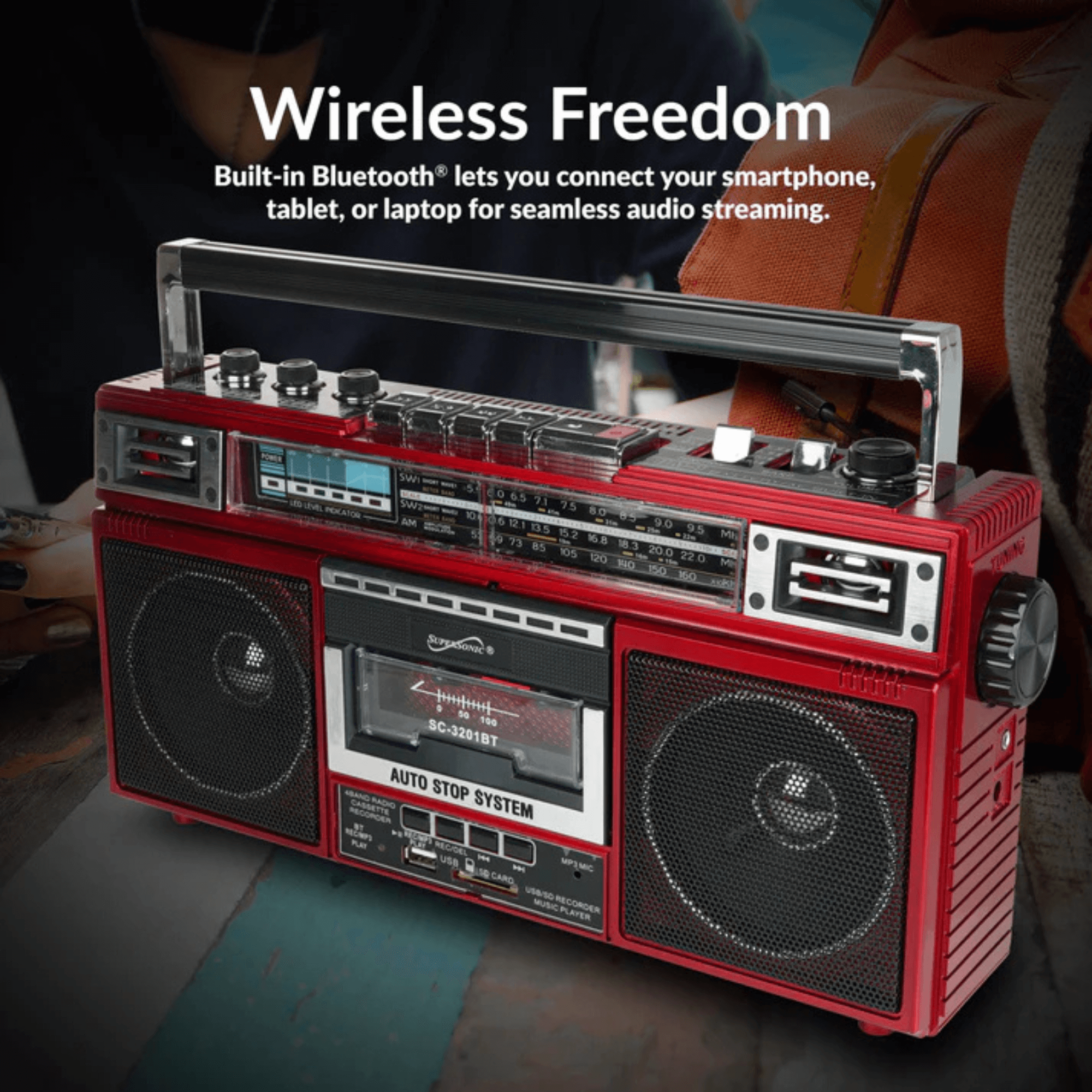 JupiterGear Home – wholesale Högtalare – Supersonic 4-band Bluetooth-radio och MP3-kassettspelare12