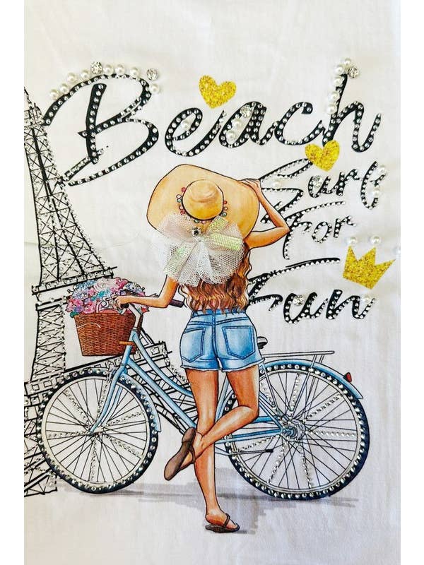 Color 5 - Wholesale Screen printed t-shirt – Women′s - Graphic printing crew neck t shirt with rhinestone and pearl1