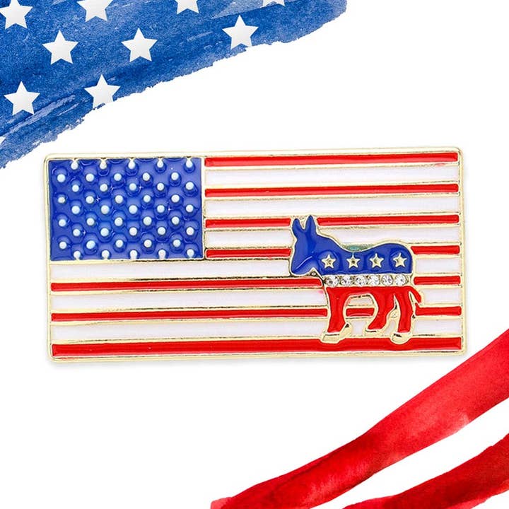 Sensibling Corp. - Wholesale Brooch - Enamel American USA Flag Democrats Donkey Pin Brooch0