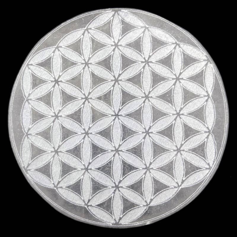 La Boîte à Cailloux - Wholesale Crystal Charging Plate - Selenite charging plate flower of life with border 150mm0