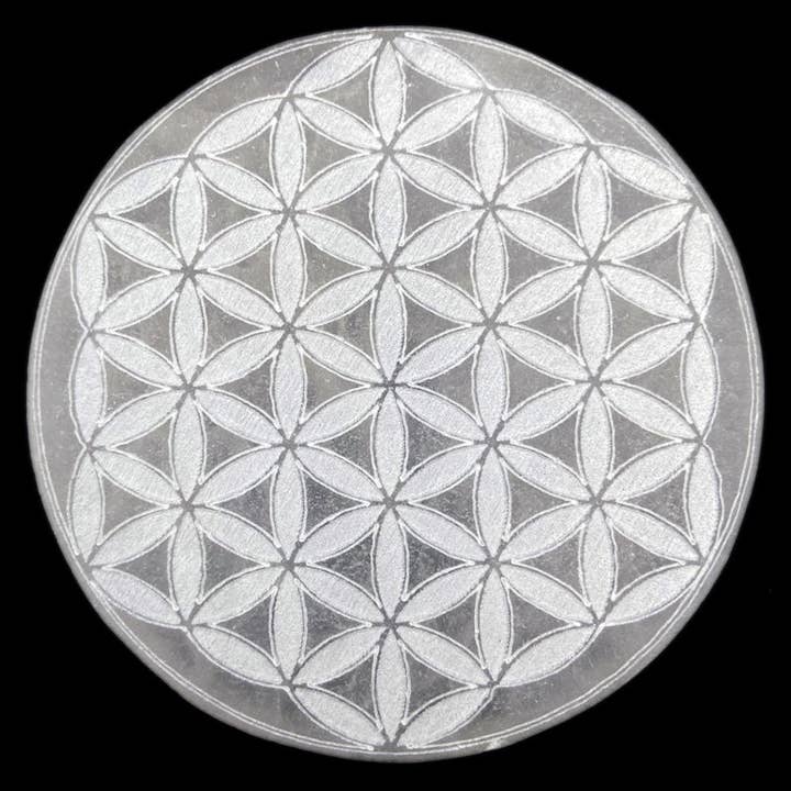 La Boîte à Cailloux - Wholesale Crystal Charging Plate - Selenite charging plate flower of life with border 150mm