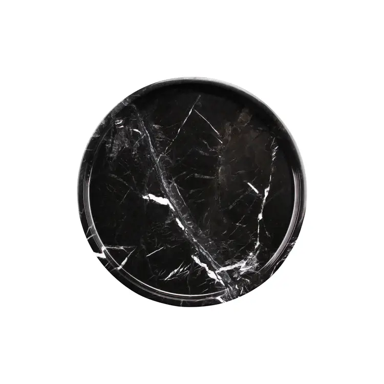 MOOISA B.V. - Wholesale Serving Tray - Marble tray round with edge Ø30cm black2
