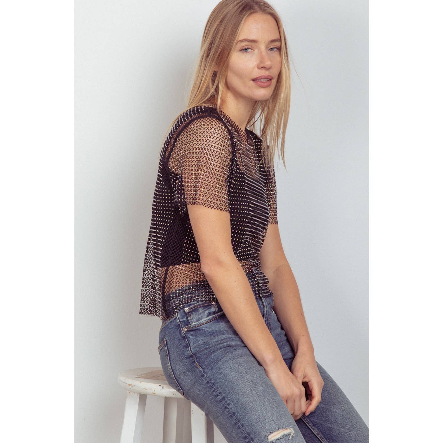 Apolline - Vendita all'ingrosso Top in maglia - Donna - Top in maglia a rete Jewel Fishnet all'uncinetto2