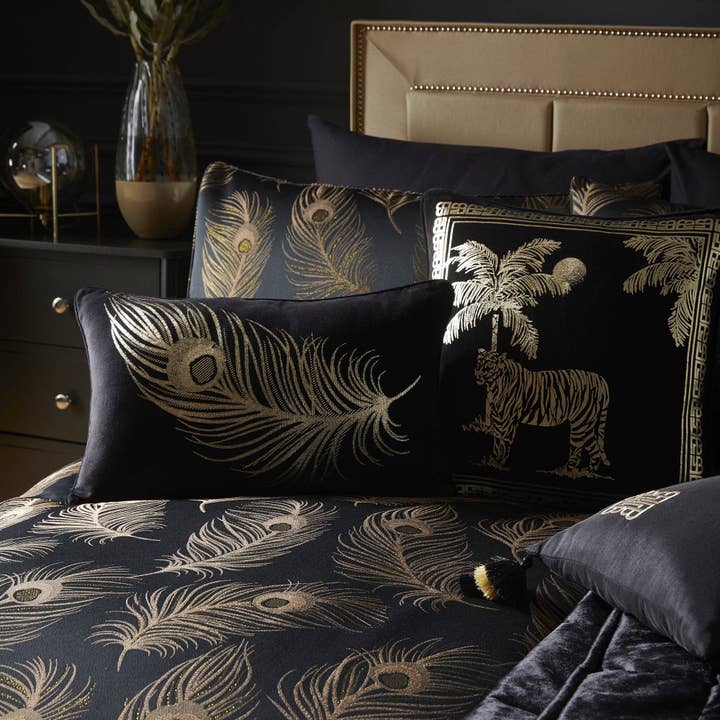Black Dandy Jacquard Woven Duvet Cover Set Laurence Llewelyn-Bowen for wholesale on Faire2