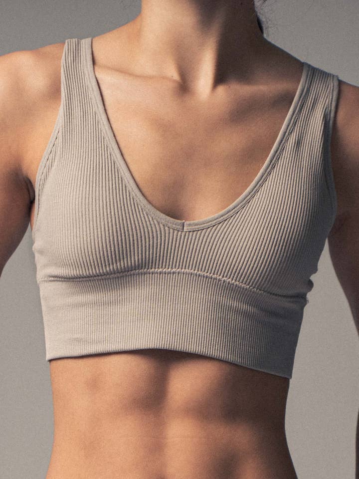 Urban Daizy - Wholesale Bralette - Women's - Mineral Wash V-Neck Rib Knit Bralette Top6