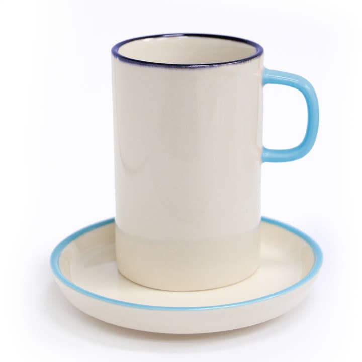 Silly Design - Wholesale Coffee Mug - Retro Mug Bone Teal Cup & Saucer 150ml