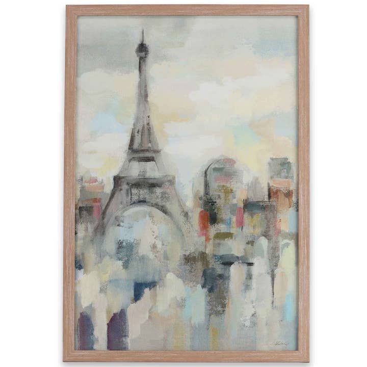 Open Road Brands, LLC - Wholesale Sign - Eiffel Tower Paris View Painterly Framed Wood Wall Decor