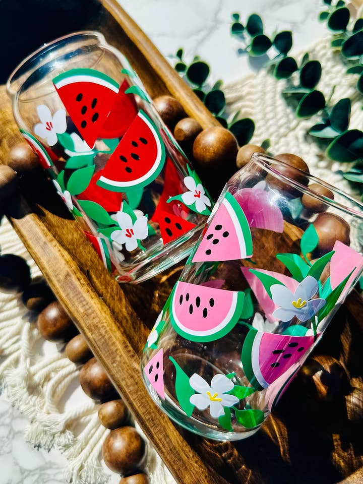 Copo Floral Melancia Beer Lata 16oz ou 20oz por atacado de Bonita Bella Creations