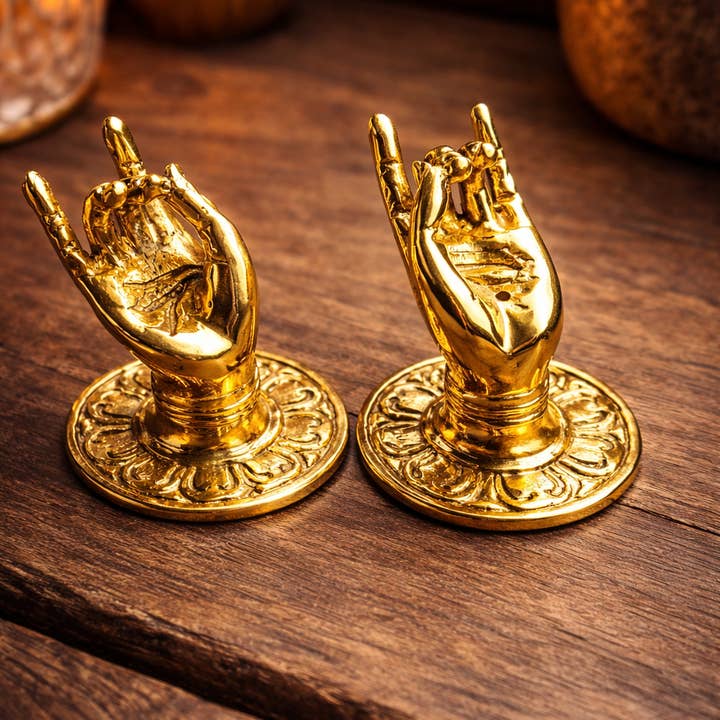 Mässing Mini Mudra Hand Smyckeshållare Set – Boho Handdukshängare + Skåp/Låddragare för wholesale av Ubud Glass