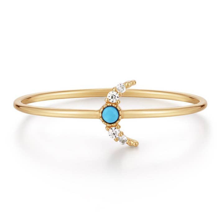 Anillo Tiny Crescent Turquesa para venta al por mayor de Benny Loves Stella