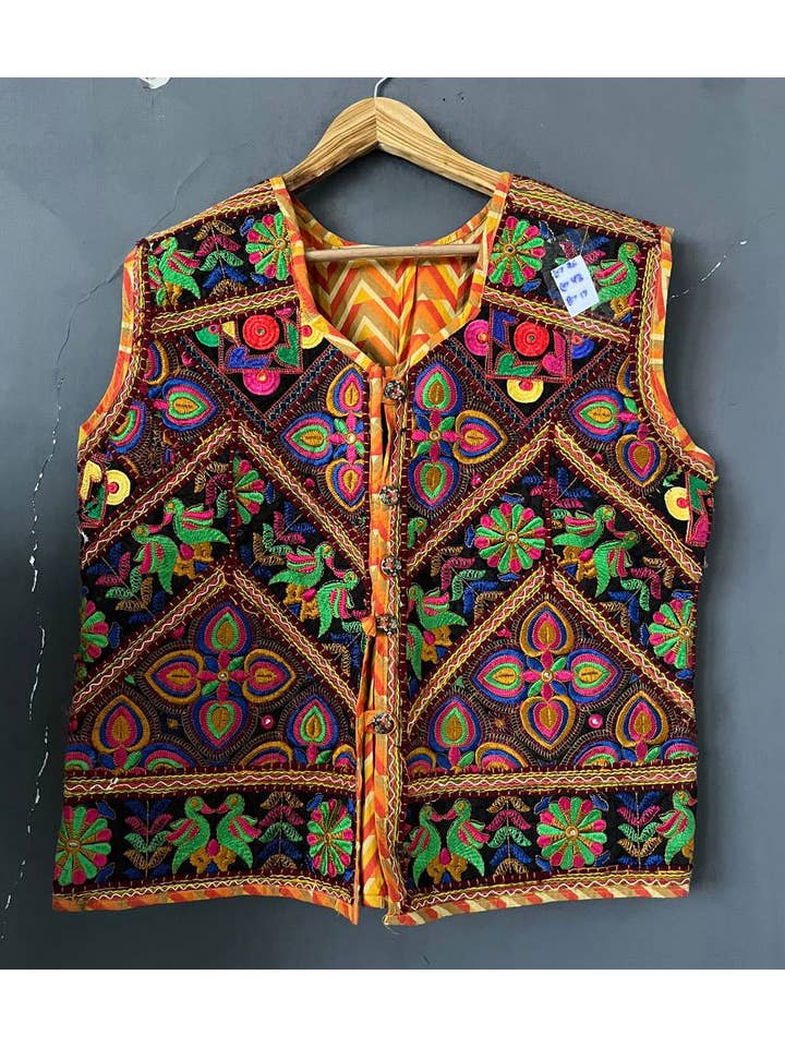 Bhawana Handicrafts - Wholesale Jacket - Women's - Antique Hand Embroidered Vest Multi Color Indian Boho Jacket