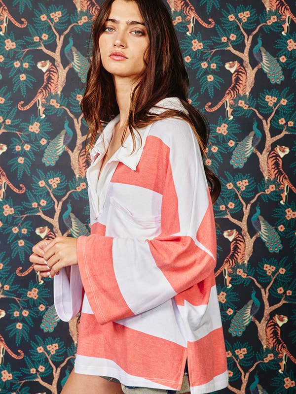 Black T1211C Oversized Stripe Top for wholesale on Faire29