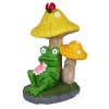 Alpine Corporation - Wholesale Outdoor Ornament/Decor - Alpine Corporation Solar Frog Relaxing Under Mushroom Statue