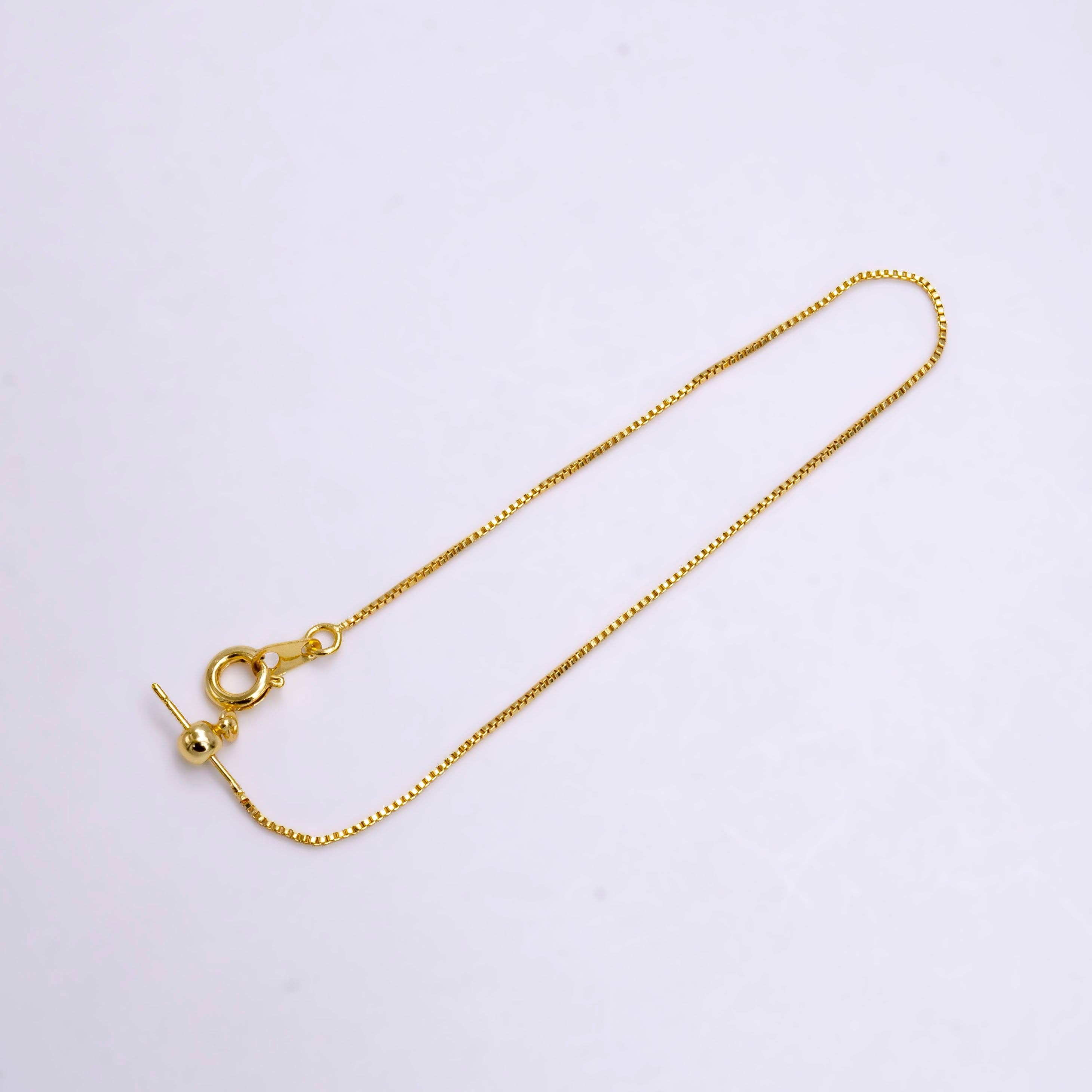 Aim Eternal - Wholesale Link & chain bracelet - 14K Gold Filled 0.8mm Dainty Box Chain 7.5 Inch Slider Bracelet Adjustable bracelet | Z-907