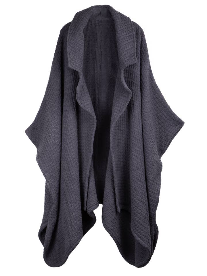 SAACHI - Wholesale Kimono - Women's - Comfy Oversized Waffle Knit Collared Jacket12