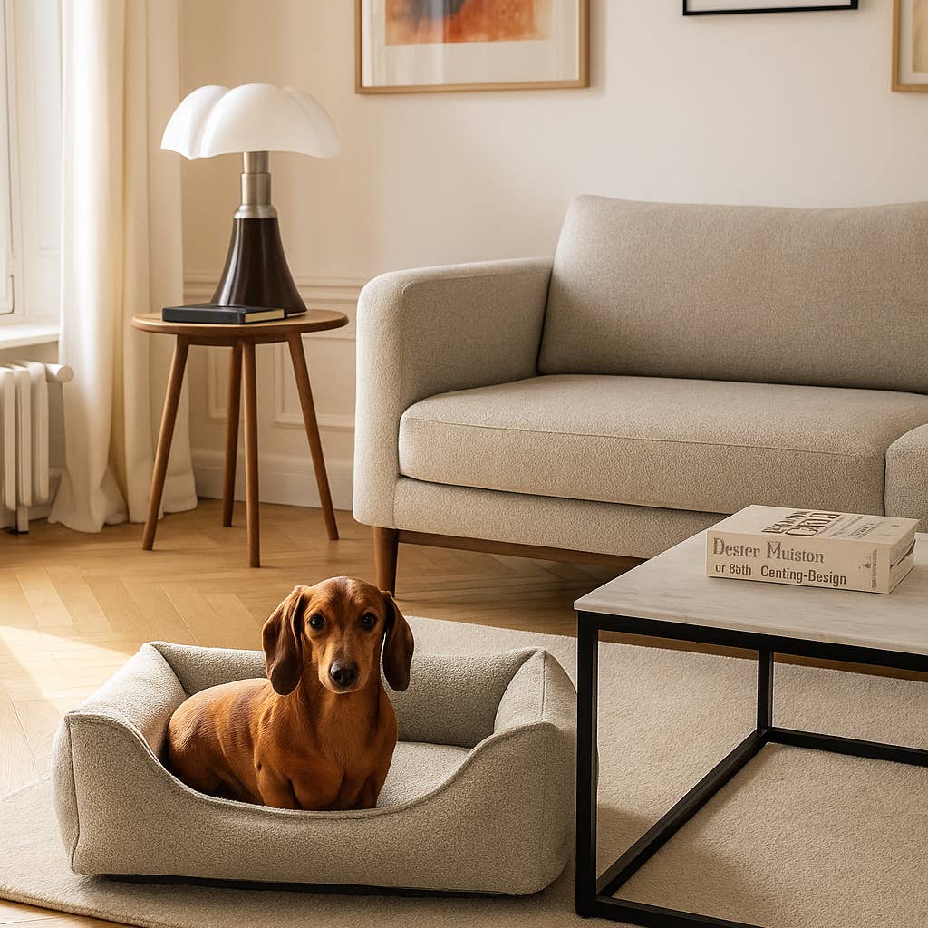 BAGANE - Wholesale Pet Bed - Cat/Dog - Vendôme - Luxury dog basket in soft ivory fabric1