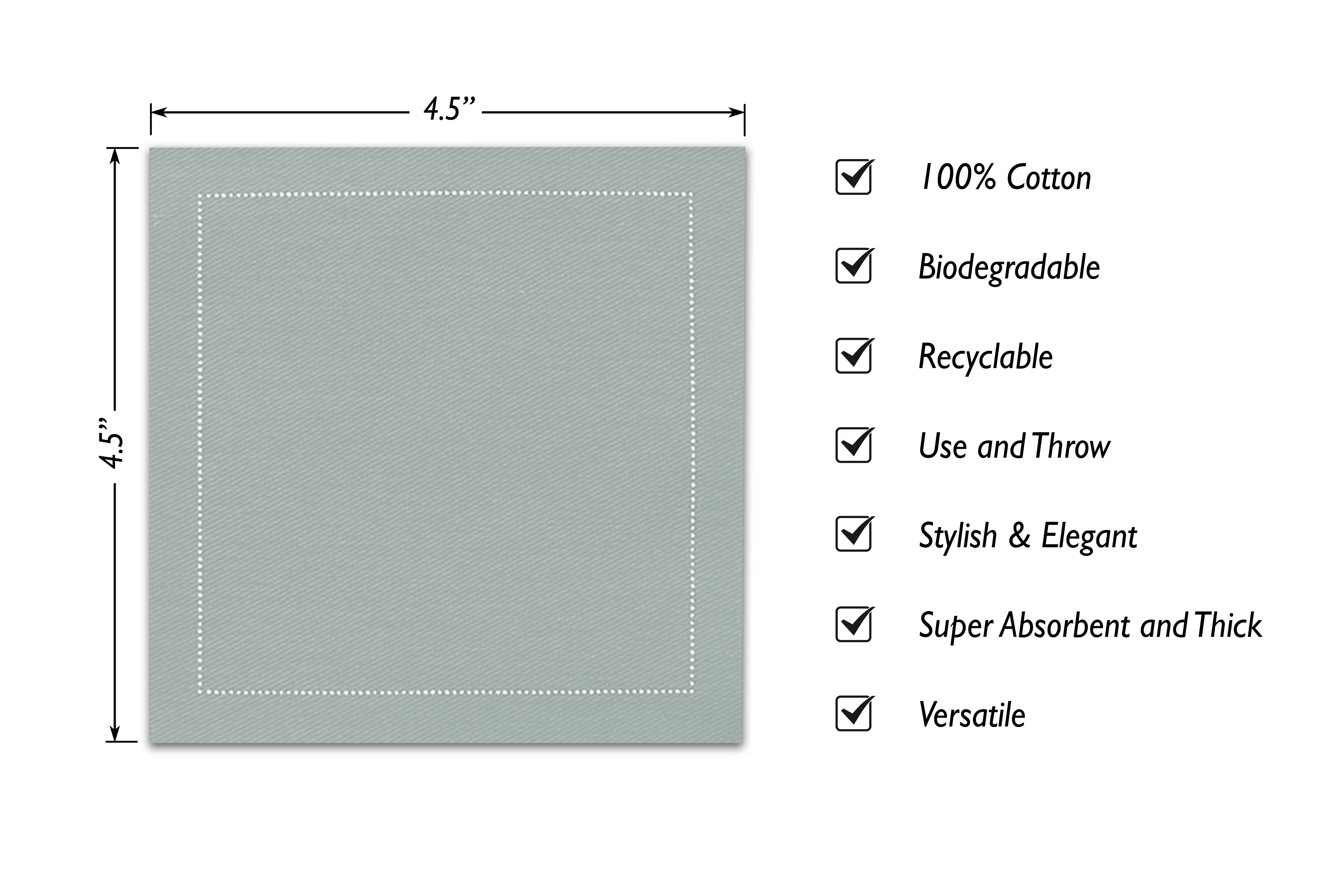 Noble Napkins - Wholesale Disposable Napkin - Luxury Cotton Cocktail Napkins, 4.5" x 4.5", 50 per pack2