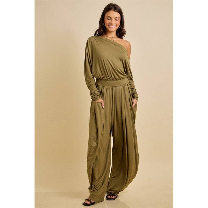 SKYLAR ROSE - Wholesale Jumpsuit - Women's - One Shoulder Draped Jersey Jumpsuit3